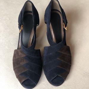 Marni suede pumps with gold buckle